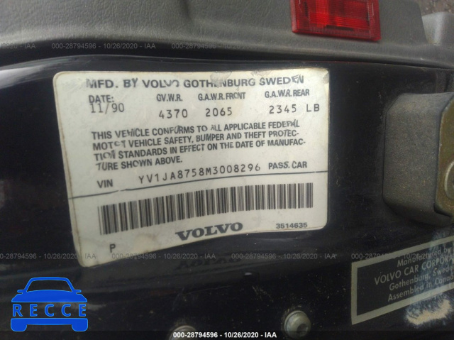 1991 VOLVO 940 YV1JA8758M3008296 image 8