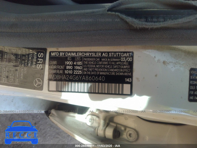2000 MERCEDES-BENZ C-CLASS KOMPRESSOR WDBHA24G6YA860640 image 8