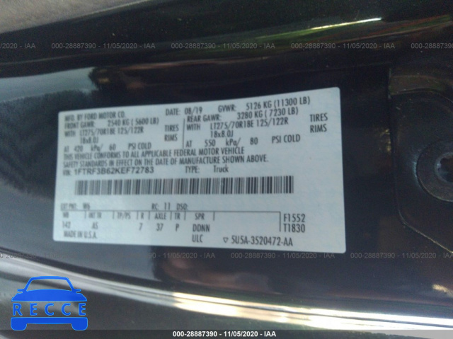 2019 FORD SUPER DUTY F-350 SRW XL/XLT 1FTRF3B62KEF72783 image 8