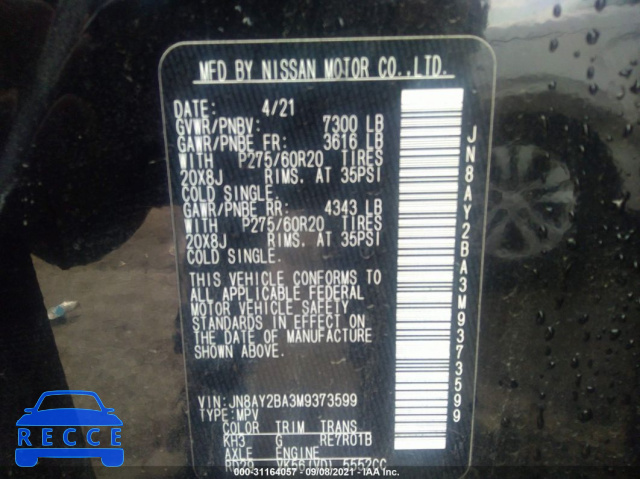 2021 NISSAN ARMADA SL JN8AY2BA3M9373599 image 8