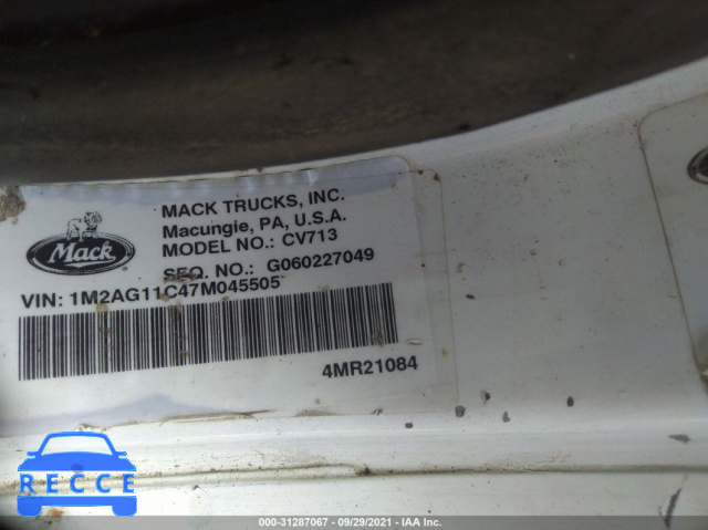 2007 MACK 700 CV700 1M2AG11C47M045505 image 8