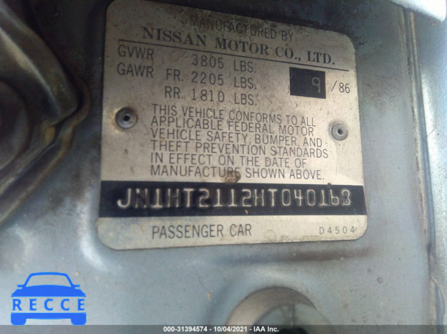 1987 NISSAN STANZA  JN1HT2112HT040168 image 8
