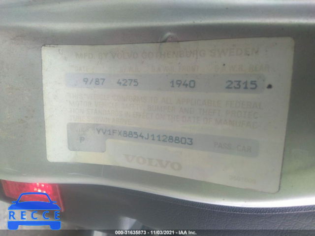 1988 VOLVO 740 GLE YV1FX8854J1128803 image 8