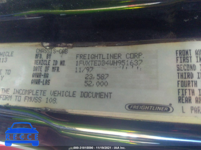 1998 FREIGHTLINER MEDIUM CONVENTIONAL FL112 1FVXTEDB4WH951637 image 8