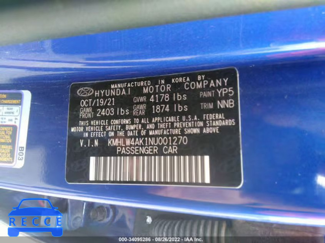 2022 HYUNDAI ELANTRA N KMHLW4AK1NU001270 image 8