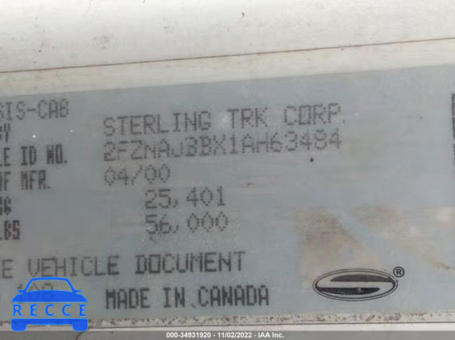 2001 STERLING TRUCK M 12-11 2FZNAJBBX1AH63484 image 8