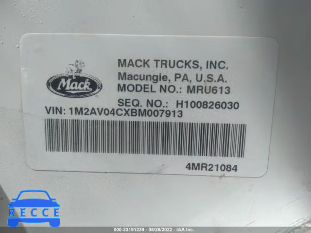 2011 MACK 600 MRU600 1M2AV04CXBM007913 зображення 8