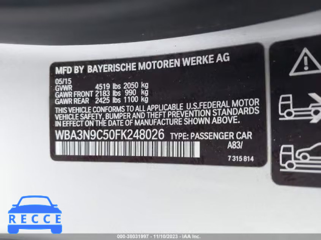 2015 BMW 428I XDRIVE WBA3N9C50FK248026 зображення 8