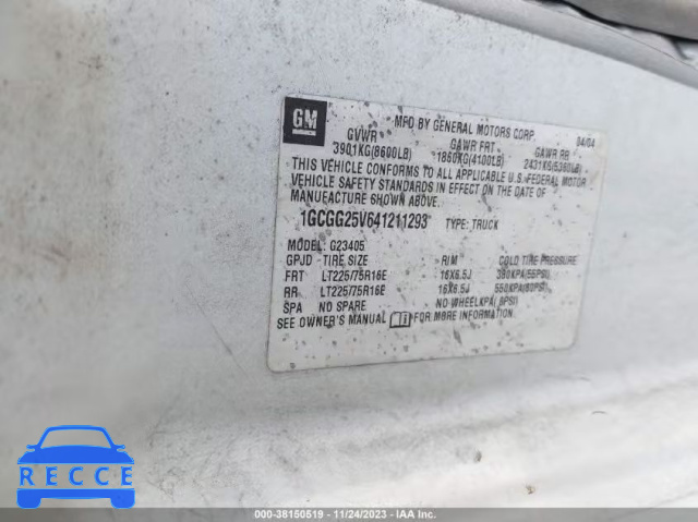 2004 CHEVROLET EXPRESS 1GCGG25V641211293 зображення 8