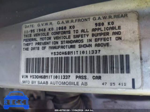 1996 SAAB 9000 AERO YS3CH68M1T1011337 image 8