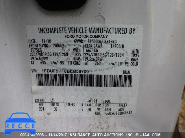 2011 FORD F550 F550 SUPER DUTY 1FDUF5HT8BEB58700 image 9