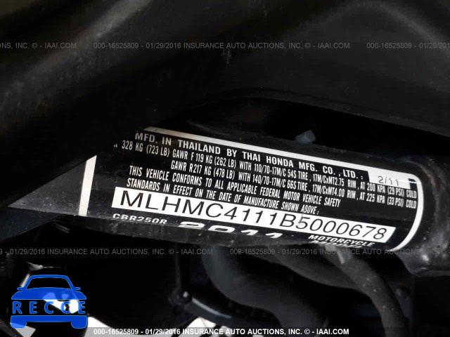 2011 Honda CBR250 MLHMC4111B5000678 зображення 9