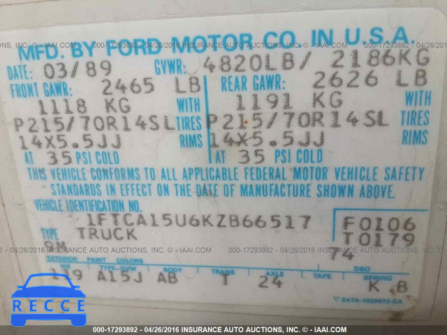 1989 Ford Aerostar 1FTCA15U6KZB66517 image 8