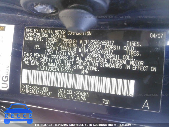 2007 Lexus GX 470 JTJBT20X370142777 image 8