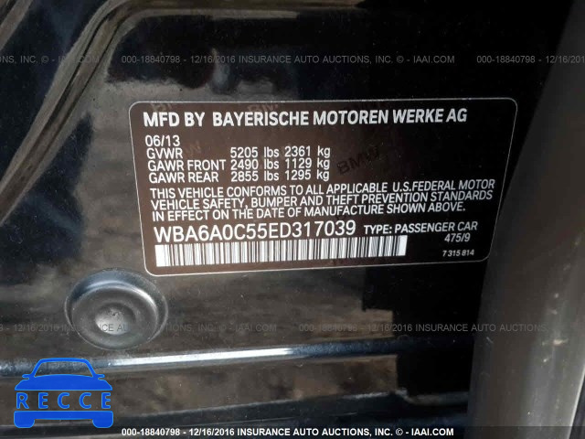 2014 BMW 640 I/GRAN COUPE WBA6A0C55ED317039 зображення 8