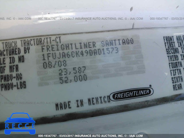 2009 FREIGHTLINER COLUMBIA COLUMBIA 1FUJA6CK49DAD1573 image 9