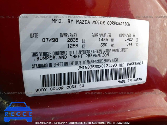 1999 Mazda MX-5 Miata JM1NB353XX0121598 image 8