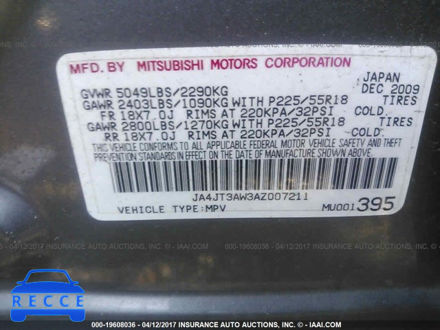 2010 Mitsubishi Outlander SE JA4JT3AW3AZ007211 Bild 8