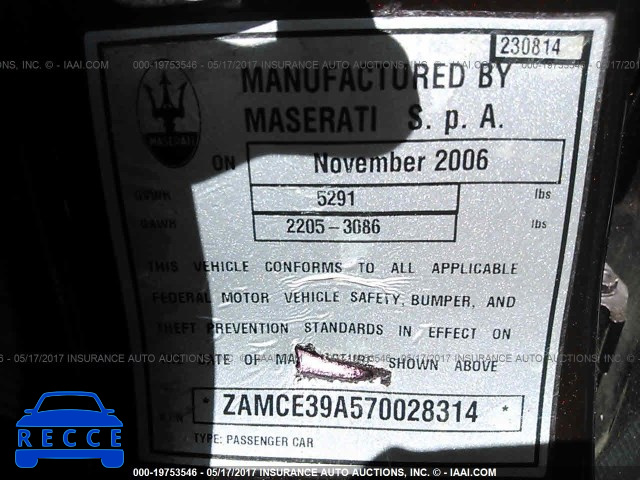 2007 Maserati Quattroporte M139 ZAMCE39A570028314 image 8
