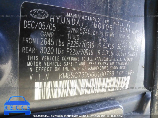 2006 Hyundai Santa Fe GLS/LIMITED KM8SC73D56U100728 image 8