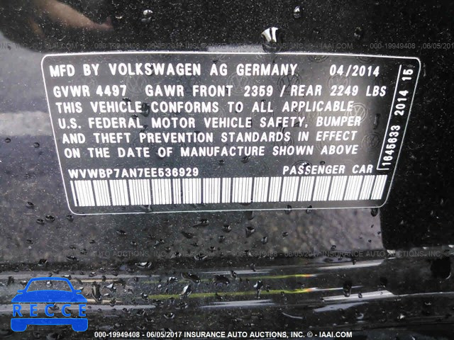 2014 Volkswagen CC SPORT WVWBP7AN7EE536929 image 8