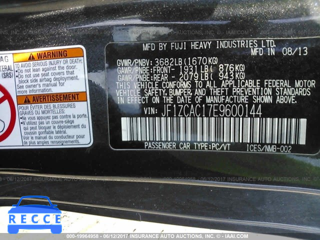 2014 Subaru BRZ 2.0 LIMITED JF1ZCAC17E9600144 зображення 8