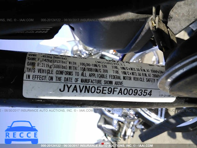 2015 Yamaha XVS950 CU/CUC JYAVN05E9FA009354 зображення 9