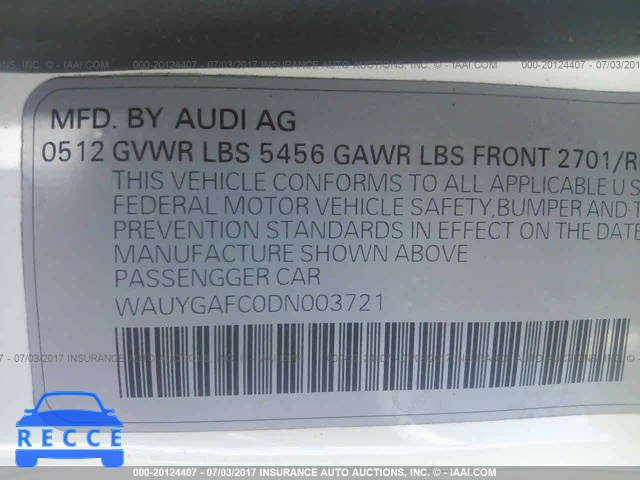 2013 Audi A7 PREMIUM PLUS WAUYGAFC0DN003721 image 8
