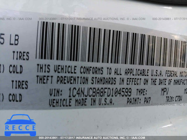 2015 Jeep Compass SPORT 1C4NJCBA8FD104599 image 8