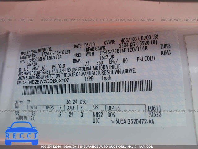 2013 Ford Econoline E250 VAN 1FTNE2EW2DDB02107 image 8