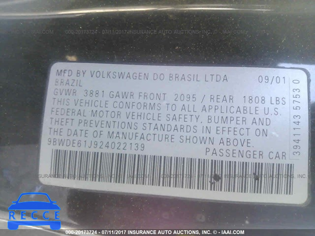 2002 VOLKSWAGEN GTI 337 9BWDE61J924022139 зображення 8