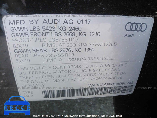 2017 AUDI Q5 PREMIUM WA1C2AFP0HA095743 image 8