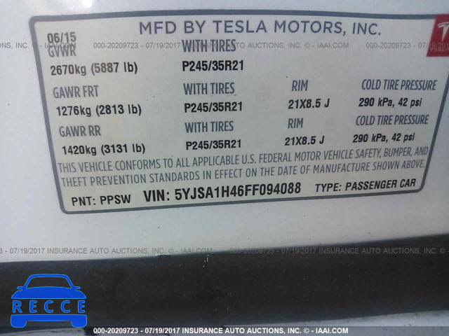 2015 Tesla Model S P85D 5YJSA1H46FF094088 зображення 8