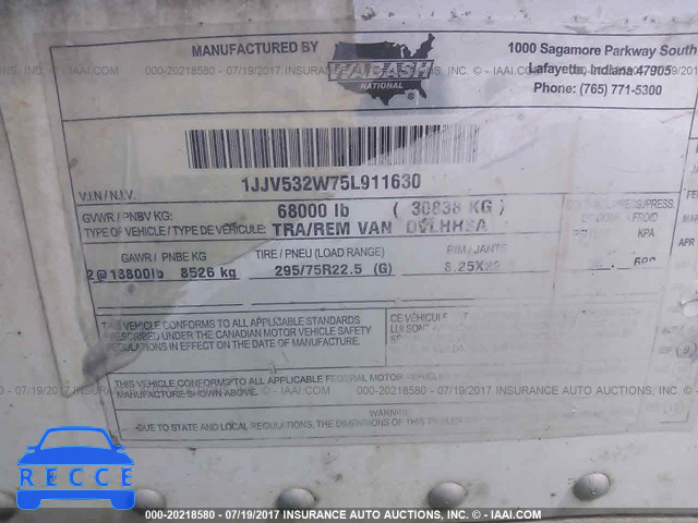 2005 WABASH NATIONAL CORP VAN 1JJV532W75L911630 image 8