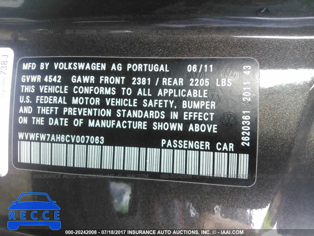 2012 Volkswagen EOS LUX/EXECUTIVE WVWFW7AH6CV007063 image 8