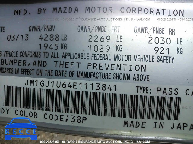 2014 Mazda 6 SPORT JM1GJ1U64E1113841 image 8