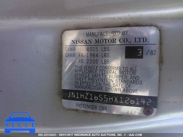 1987 Nissan 300ZX 2+2 JN1HZ16S5HX126142 зображення 8
