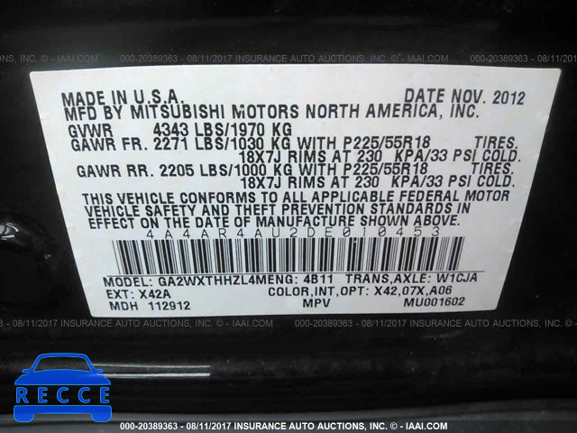2013 Mitsubishi Outlander Sport SE 4A4AR4AU2DE010453 image 8
