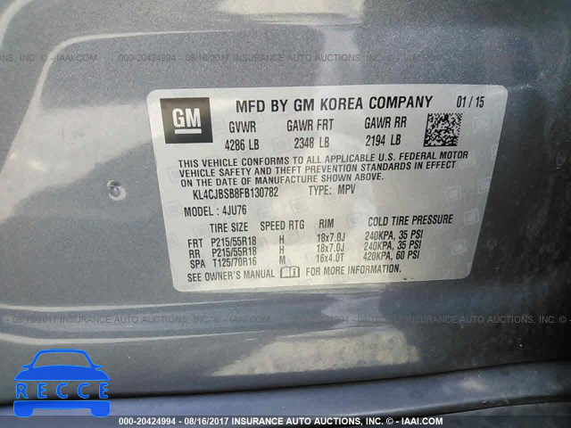 2015 Buick Encore CONVENIENCE KL4CJBSB8FB130782 image 8