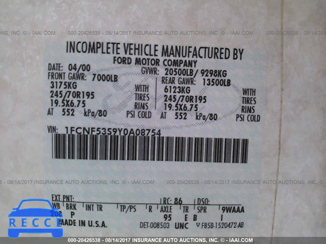 2000 FORD F550 1FCNF53S9Y0A08754 image 8