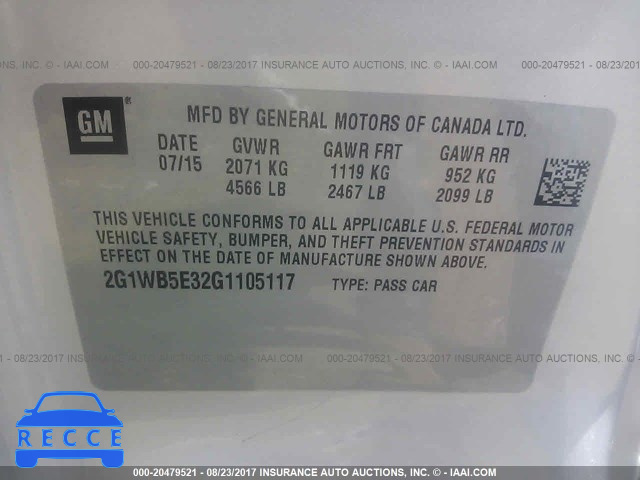 2016 Chevrolet Impala Limited LT 2G1WB5E32G1105117 image 8