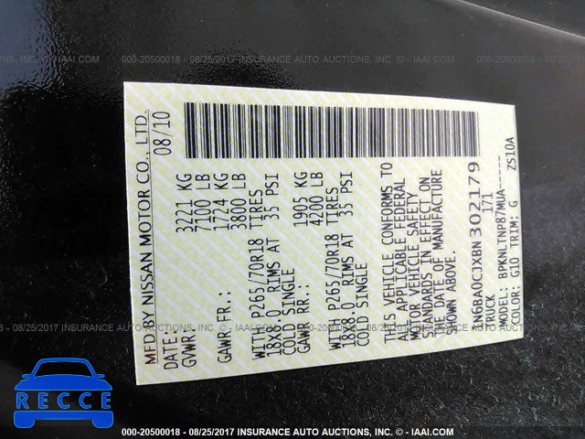 2011 Nissan Titan S/SV/PRO-4X 1N6BA0CJXBN302179 image 8
