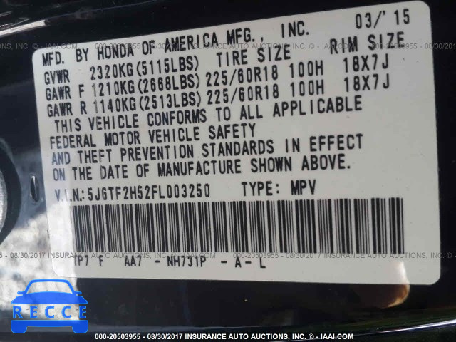 2015 Honda Crosstour EXL 5J6TF2H52FL003250 image 8