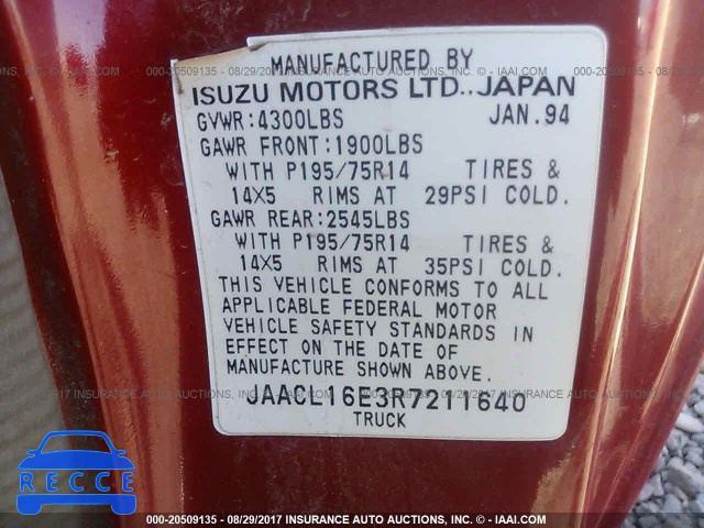 1994 Isuzu Conventional SPACE CAB JAACL16E3R7211640 image 8