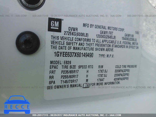 2006 Cadillac SRX 1GYEE637X60149490 image 8