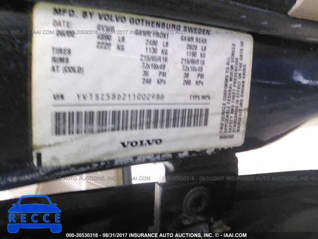 2001 Volvo V70 XC YV1SZ58D211002986 image 8