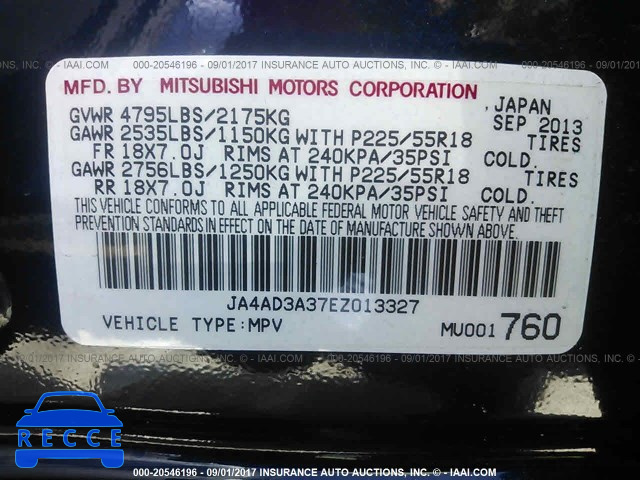 2014 Mitsubishi Outlander SE JA4AD3A37EZ013327 image 7