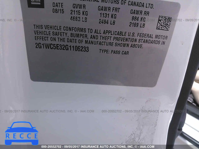 2016 Chevrolet Impala Limited LTZ 2G1WC5E32G1106233 image 8