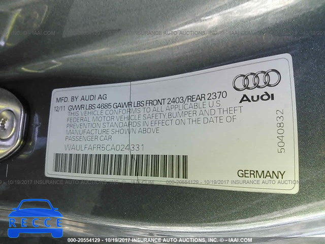 2012 Audi A5 PREMIUM PLUS WAULFAFR5CA024331 image 8