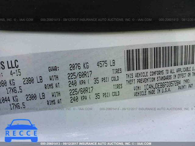 2015 Jeep Compass LATITUDE 1C4NJDEB6FD357284 image 8